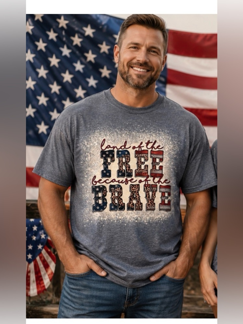 NWOT ‘Land of the Free Because of the Brave’ Unisex T Shirt Top (1 Shirt Size XL - Picture 5 of 9